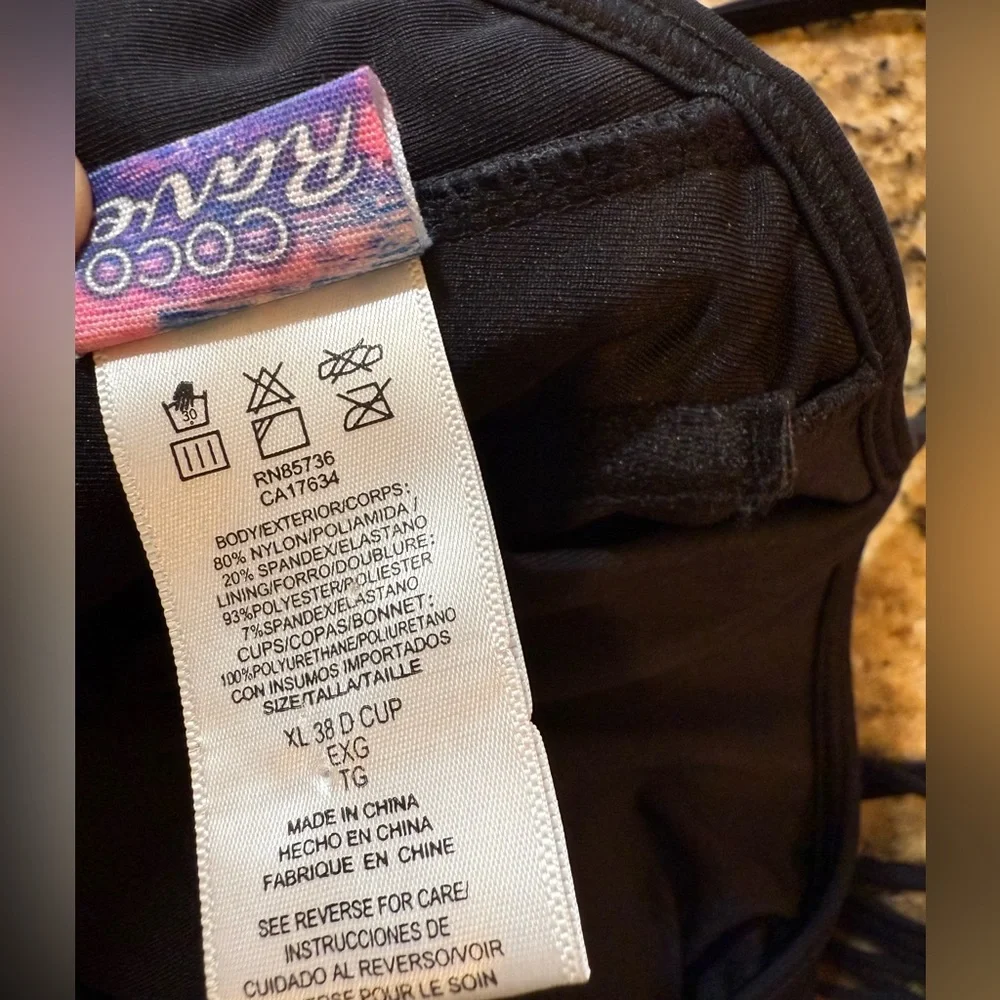 COCO RAVE black Fringe Underwire Bikini Top size XL 38 D-Cup new w/o tags - Picture 3 of 5